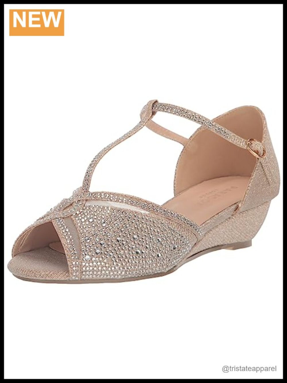 Wedge Sandal T-Strap Open Toe Buckle Glitter Jewels Bridal